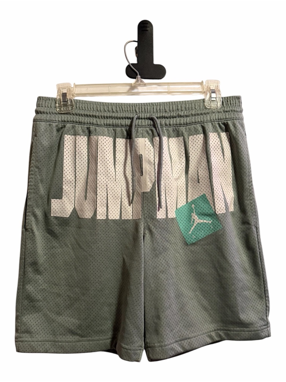 Jordan Olive Green Mesh Athletic Shorts with White Logo